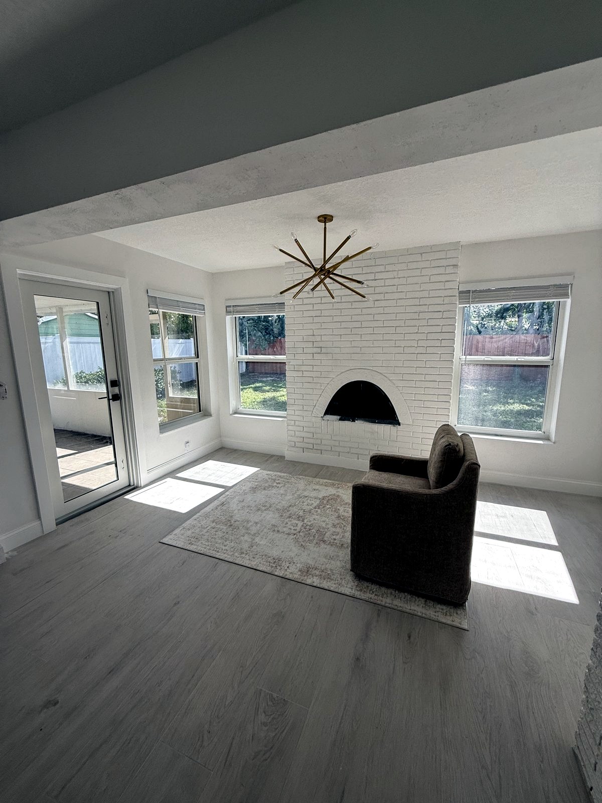 Bright living room with impact windows