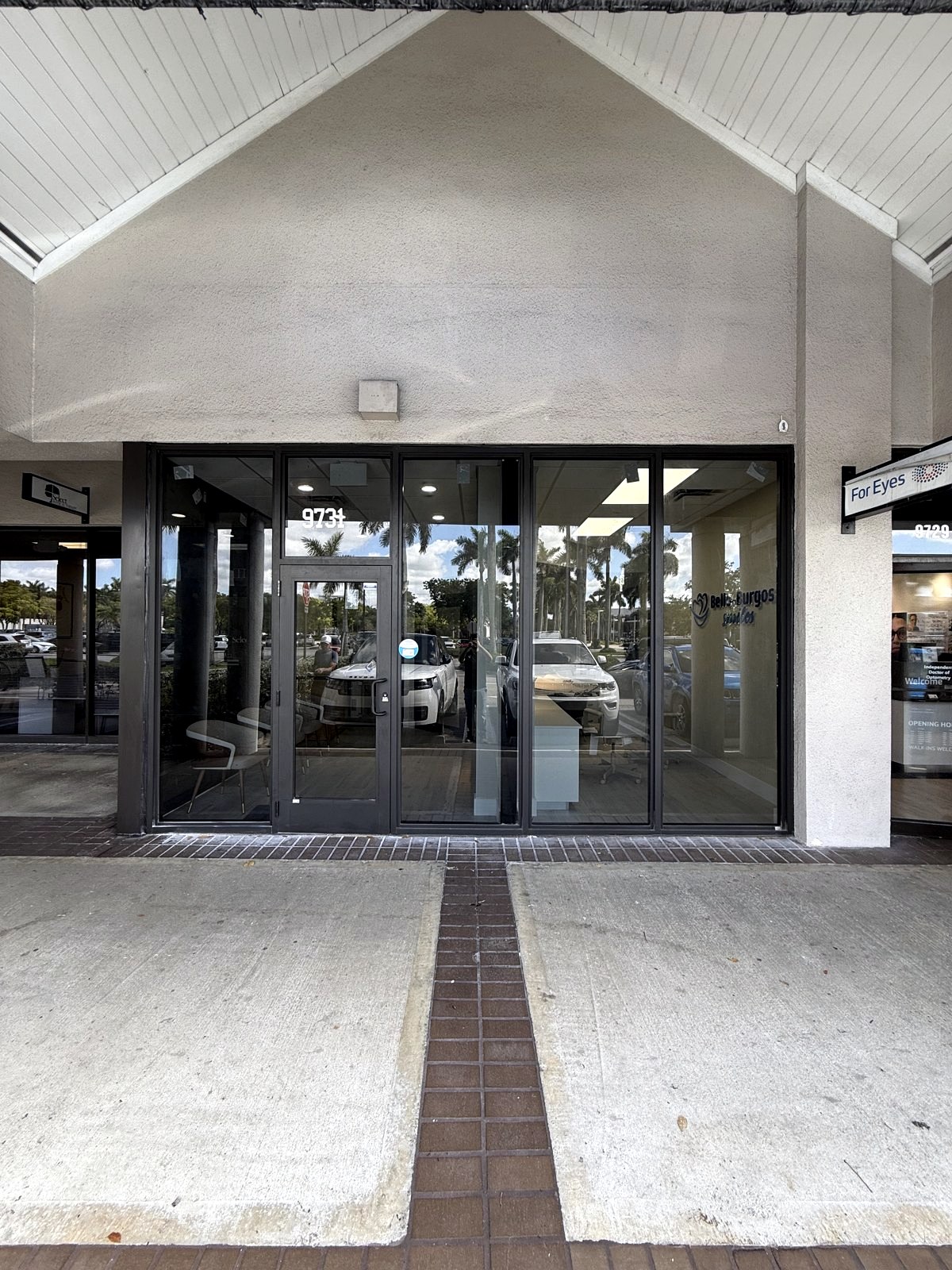 Commercial glass storefront entrance